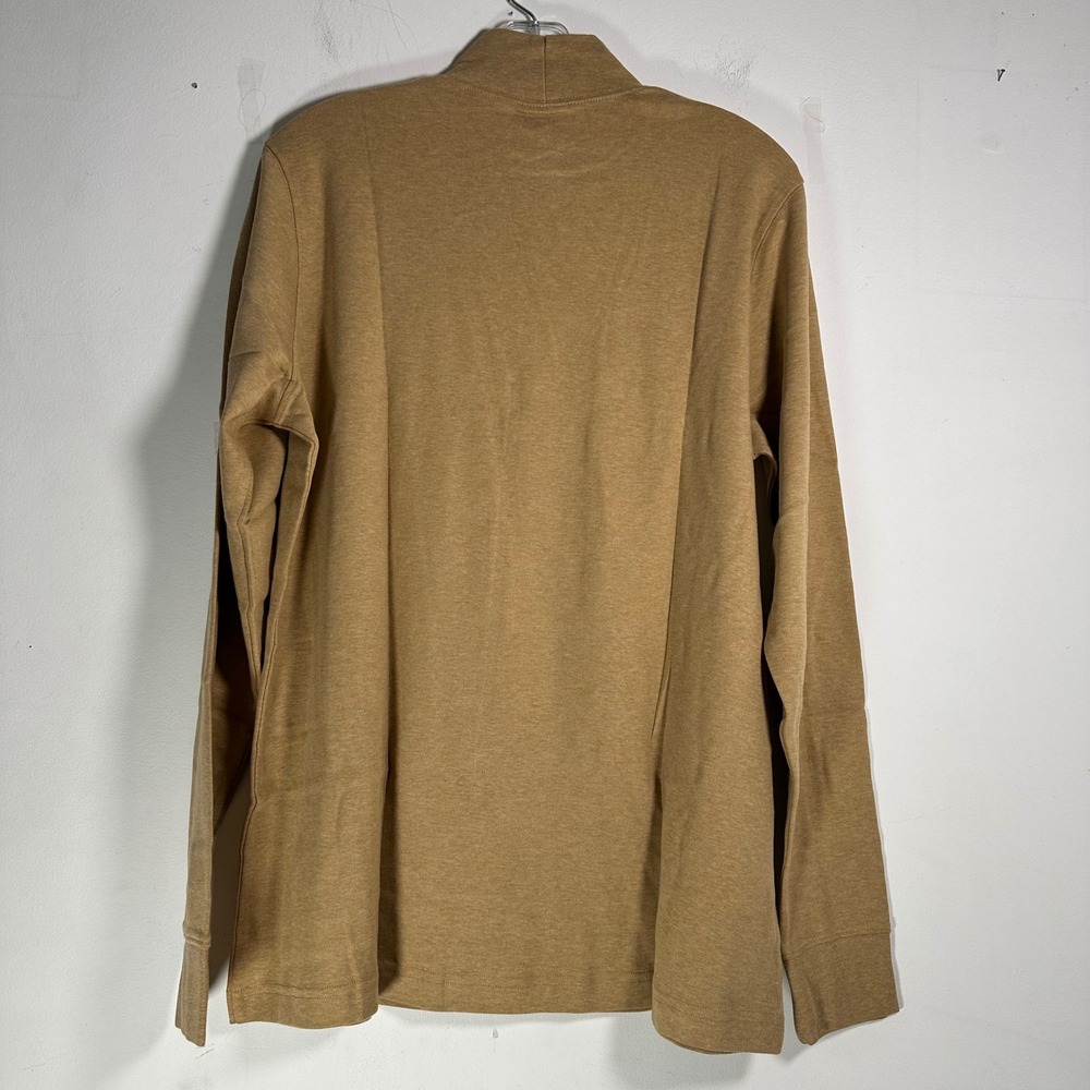 Lands End Mens Relaxed Mock Neck Long Sleeve Shirt Camel Brown Heather L/T 14-16 - Picture 6 of 7